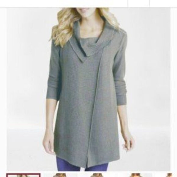 Soft Surroundings Sweaters - Soft Surroundings Miranda Wool Blend Wrap Cardigan Sweater Grey 2AU10 Small
